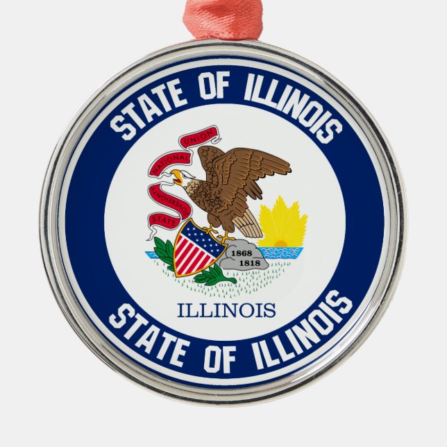 Illinois Round Emblem Metal Ornament (Front)