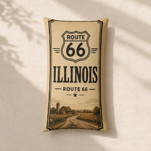 Illinois Route 66 Barn Prairie Accent Decor Lumbar Cushion