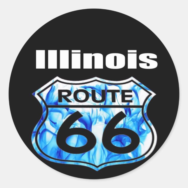 Illinois Route 66 Classic Round Sticker (Front)