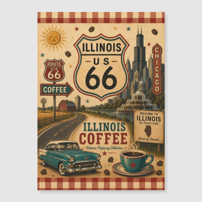Illinois Route 66 Coffee Fridge Keepsake (Front)