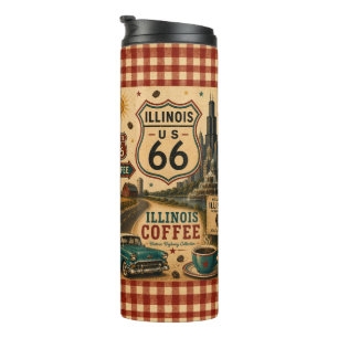 Illinois Route 66 Coffee Roadside Café Glow Thermal Tumbler