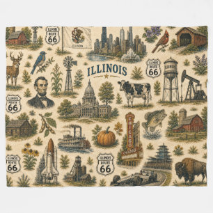 Illinois Route 66 Cosy Skyline Fleece Blanket