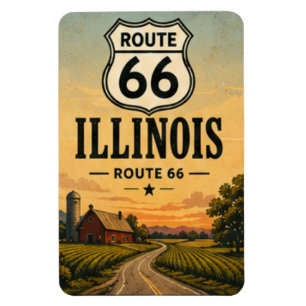 Illinois Route 66 Farmhouse Prairie Road Art Magnet