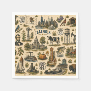 Illinois Route 66 Table Skyline Napkin
