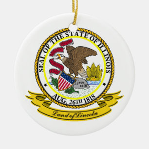 Illinois Seal Ceramic Tree Decoration
