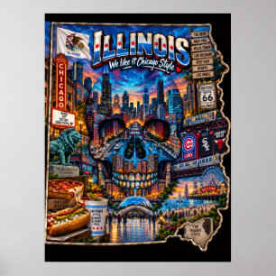 Illinois Skull Art Print State of Mind