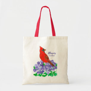 Illinois Souvenir Bird Cardinal Purple Violets  Tote Bag