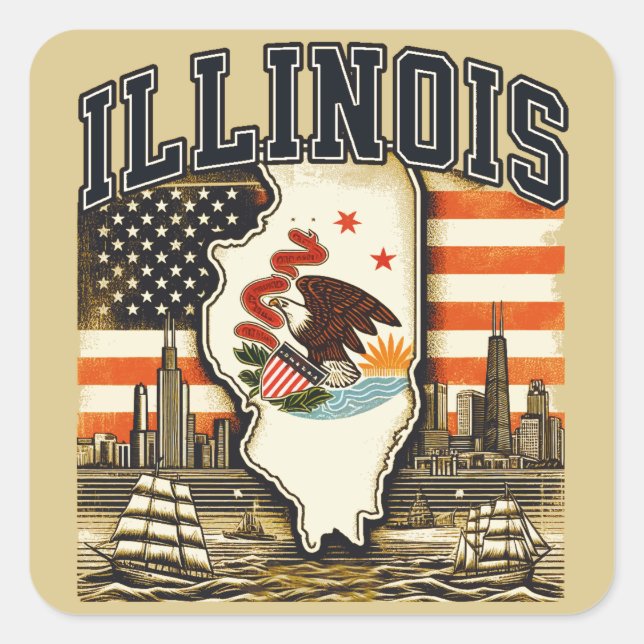 Illinois Square Sticker (Front)