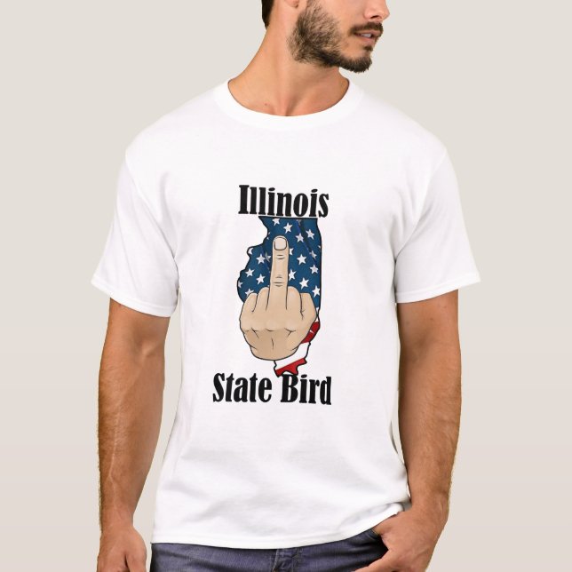 Illinois state bird t-shirt middle finger flag (Front)