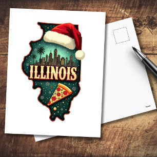 Illinois State Christmas Holiday Postcard
