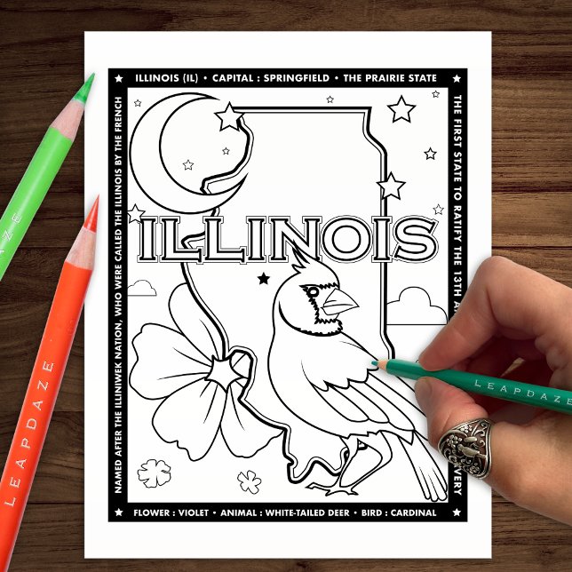 illinois state facts colouring page (Creator Uploaded)