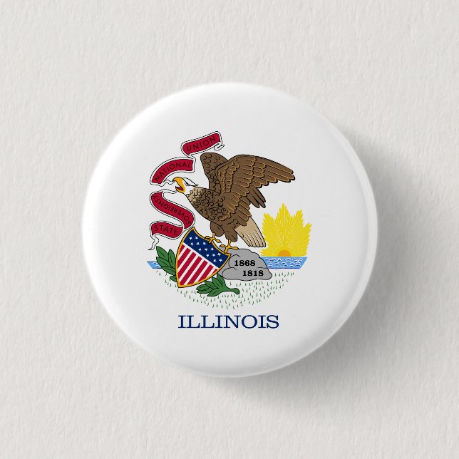 Illinois State Flag 3 Cm Round Badge (Front)