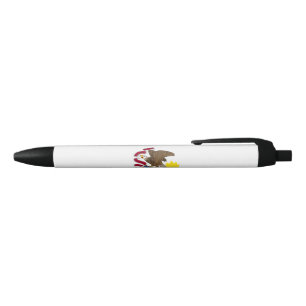 Illinois State Flag Black Ink Pen