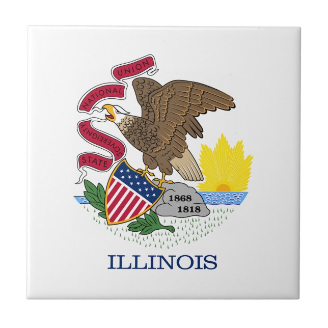 Illinois State Flag Ceramic Tile (Front)