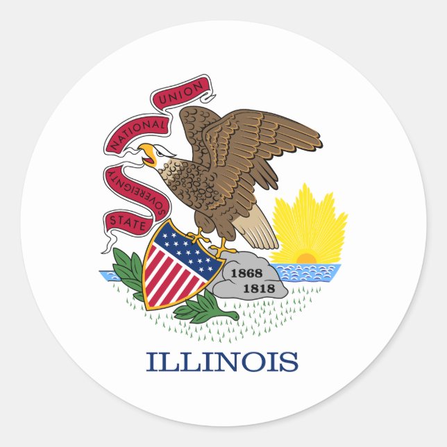 Illinois State Flag Classic Round Sticker (Front)