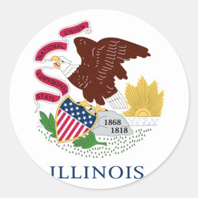 Illinois State Flag Classic Round Sticker (Front)