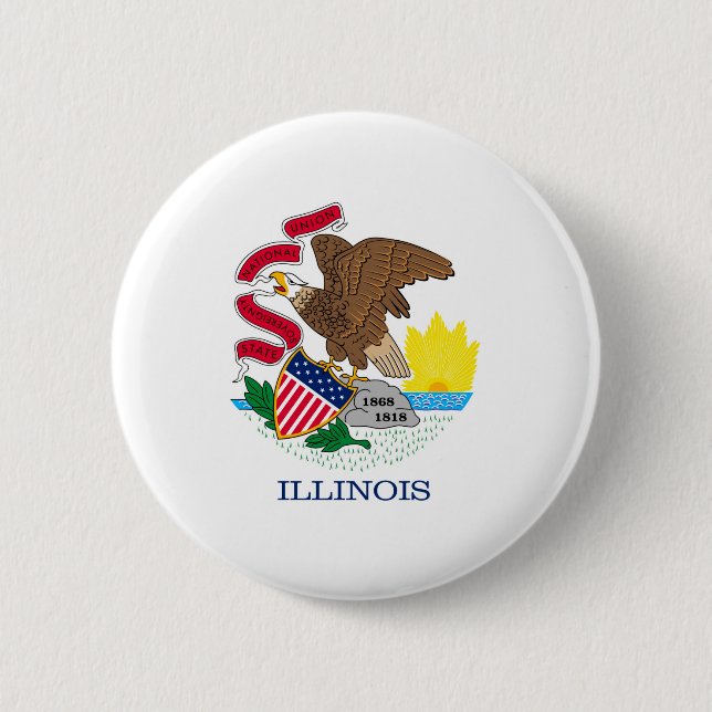 Illinois State Flag Design 6 Cm Round Badge (Front)