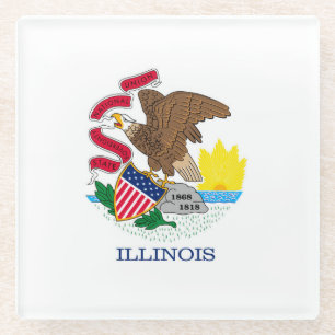 Illinois State Flag Design Decor Glass Coaster