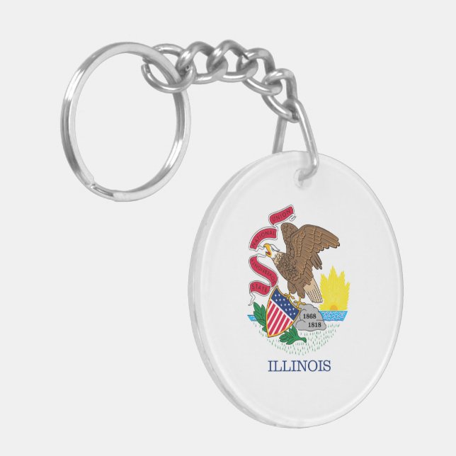 Illinois State Flag Design Key Ring (Front Left)