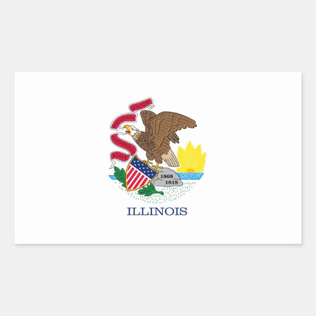 Illinois State Flag Design Rectangular Sticker (Front)