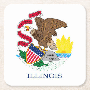 Illinois State Flag Design Square Paper Coaster