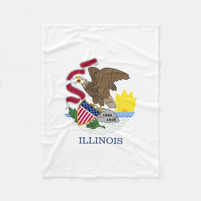 Illinois State Flag Fleece Blanket (Front)