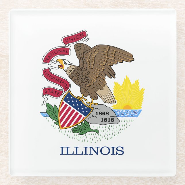 Illinois State Flag Glass Coaster (Front)