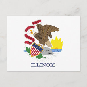 Illinois State Flag Land of Lincoln Eagle Seal Postcard