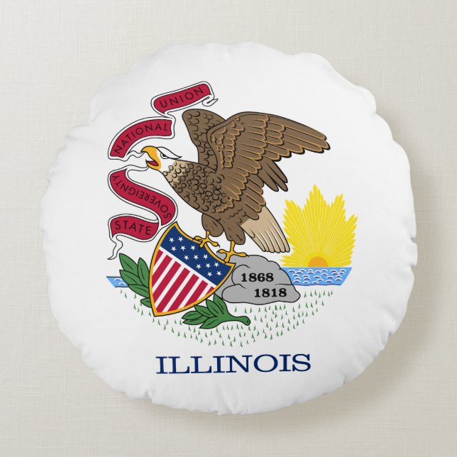 Illinois State Flag Round Cushion (Front)