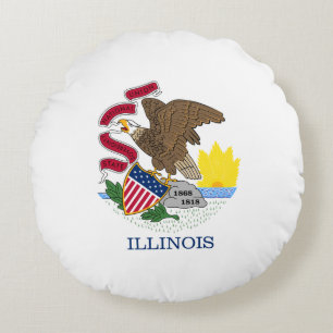 Illinois State Flag Round Cushion