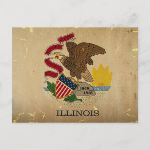 Illinois State Flag VINTAGE.png Postcard