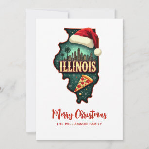 Illinois State Map Family Christmas Holiday Card
