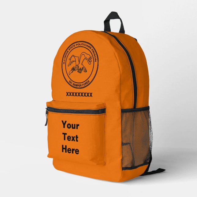 Illinois State Politicians Prison Printed Backpack (Back Corner Right)