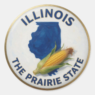 Illinois State Pride 🌾 Golden Prairie Grass Classic Round Sticker
