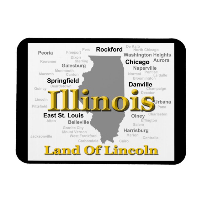 Illinois State Pride Map Silhouette Magnet (Horizontal)