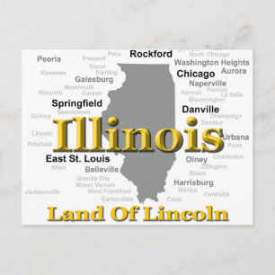 Illinois State Pride Map Silhouette Postcard