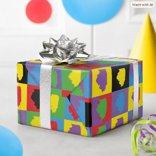 Illinois State Pride Pop Art Pattern Wrapping Paper