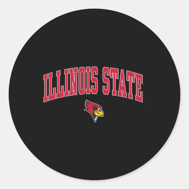 Illinois State Redbirds Arch Over Heather Grey Classic Round Sticker (Front)