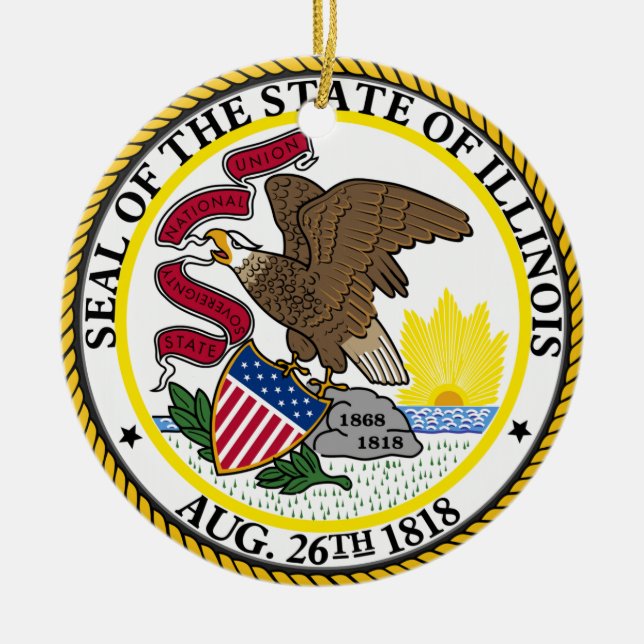 Illinois State Seal Ceramic Ornament (Front)