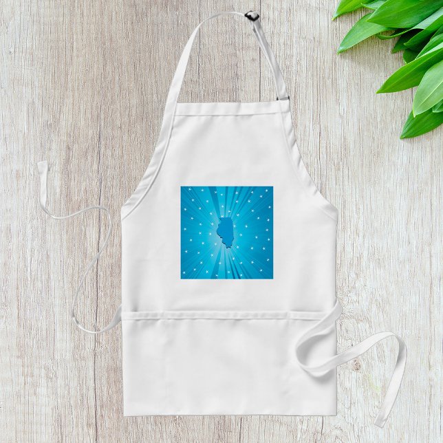 Illinois State Silhouette Blue Starburst Standard Apron (Creator Uploaded)