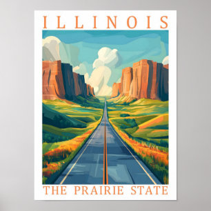 Illinois the Prairie State USA Travel Place Poster