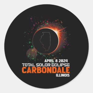 Illinois Total Solar Eclipse 2024  Classic Round Sticker