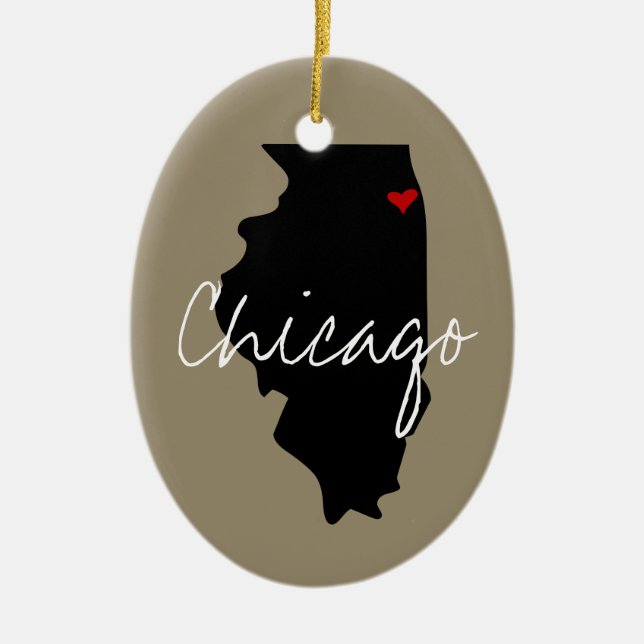Illinois Town Ceramic Tree Decoration (Front)