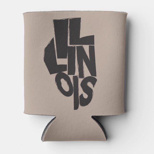 Illinois typographic design on map outline can cooler (Front)