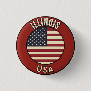 Illinois United States of America 3 Cm Round Badge