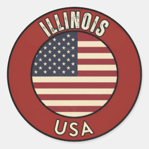 Illinois United States of America Classic Round Sticker