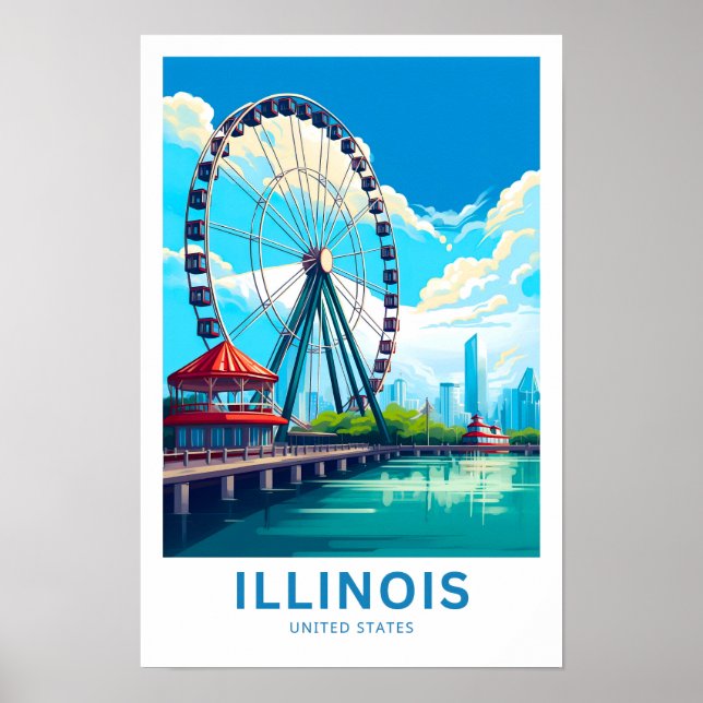Illinois United States Travel Print (Front)