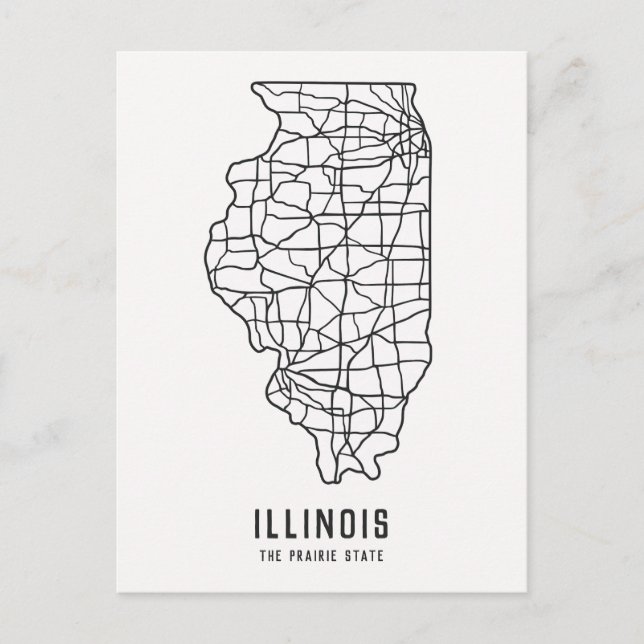 Illinois US State road map - the prairie State map Postcard (Front)