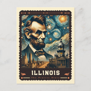 Illinois Vincent Van Gogh Inspired Postcard