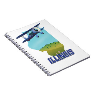 Illinois vintage map travel poster notebook